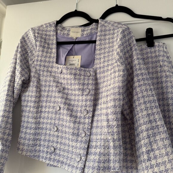 NWT Favorite Daughter Dasha Tweed Blazer Top And Skirt Coord Set In Lilac - Picture 10 of 13